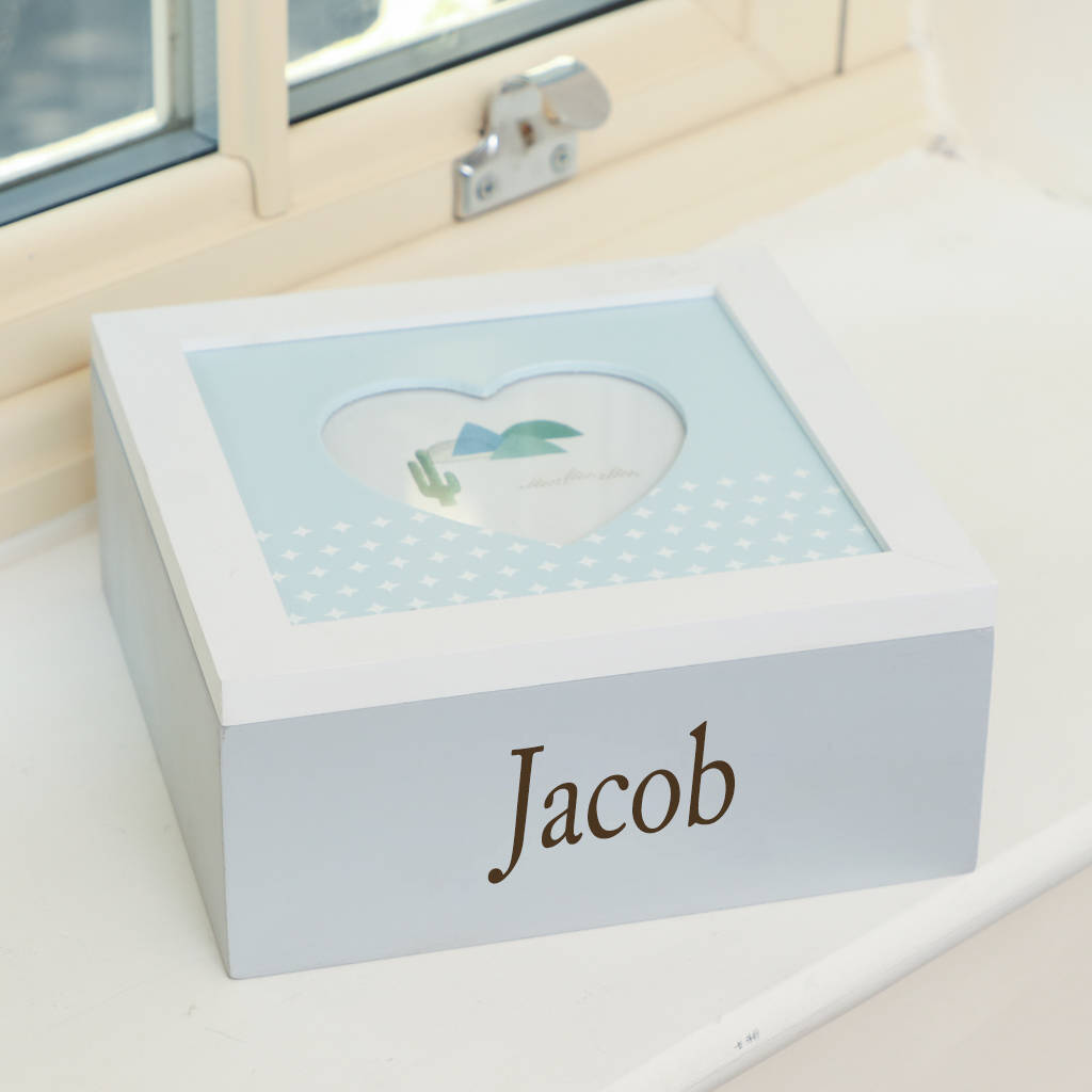 Personalised New Baby Keepsake Box With Photo Frame By Dibor