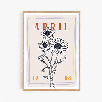 Personalised Continuous Line Birth Flower Print, 5 of 5