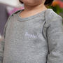 Personalised Embroidered Baby Grow In White Or Grey, thumbnail 5 of 5