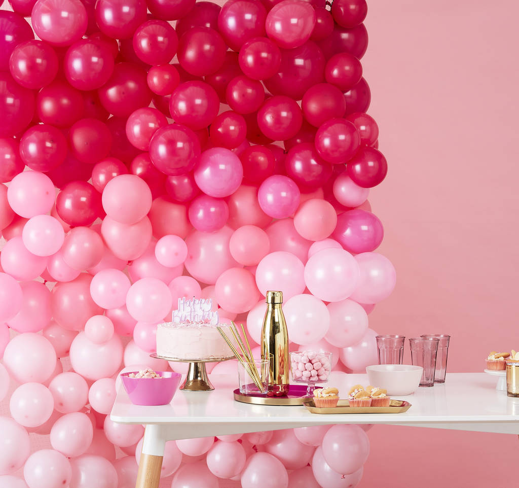 Ombre Pink Balloon Wall Party Decoration Pack, 1 of 3