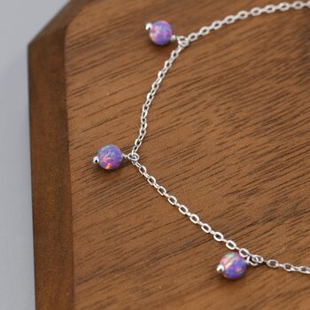 Delicate Purple Opal Beaded Charm Bracelet, 6 of 10