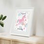 Personalised Unicorn Children’s Nursery Framed Print, thumbnail 1 of 10