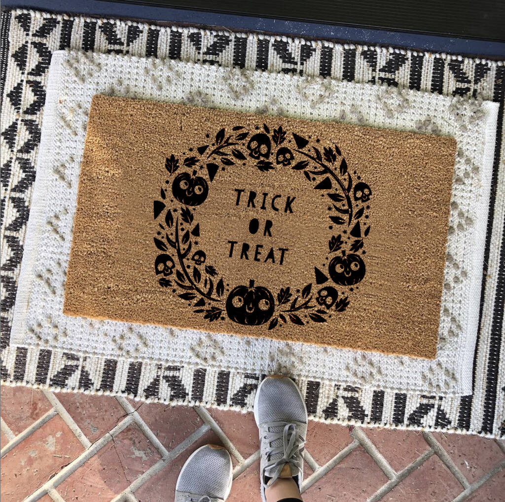 personalised halloween outdoor welcome mat