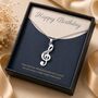 Personalised Treble Clef Music Note Necklace Engraved Name, thumbnail 9 of 10