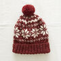 Fair Trade Nordic Snowflake Wool Knit Unisex Bobble Hat, thumbnail 2 of 5