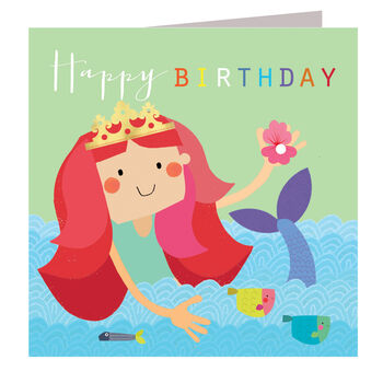 Mermaid Birthday Greetings Card, 3 of 5