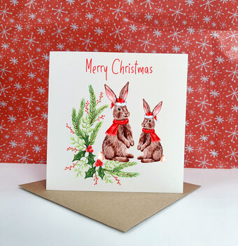 Personalised Rabbit Christmas Card, 2 of 6
