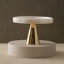 White Marble Serving Stand With Brass Cone Base, thumbnail 1 of 5