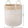 Corn Skin Laundry Storage Basket Two Tone White Beige, thumbnail 2 of 4