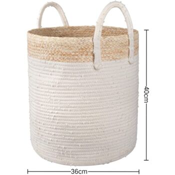 Corn Skin Laundry Storage Basket Two Tone White Beige, 2 of 4