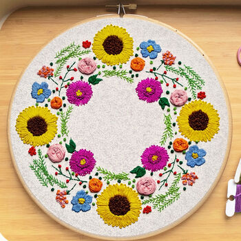 Summer Wreath Floral Embroidery Kit, 4 of 6