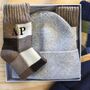 Mens Wool Beanie Hat Personalised Bed Socks Gift Set, thumbnail 2 of 8