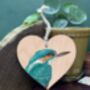 Kingfisher Wooden Hanging Heart Decoration, thumbnail 1 of 3