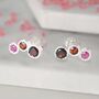 Garnet And Ruby Birthstone Gold Plated Silver Studs, thumbnail 2 of 3