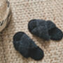 Pure Wool Black Crossover Mules, thumbnail 1 of 4