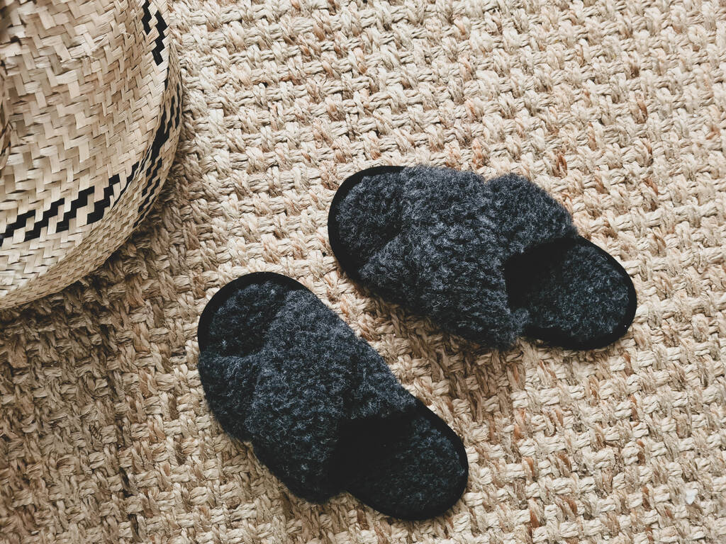 Pure Wool Black Crossover Mules By FOLKIT