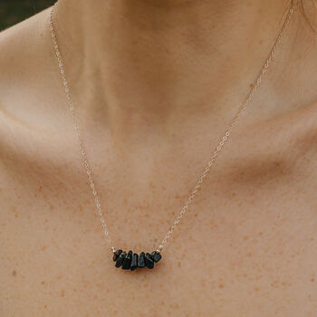 925 Silver Black Obsidian Semi Precious Stone Necklace, 3 of 5