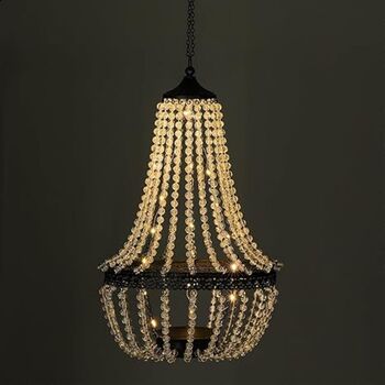 28' Tall Hanging Solar Powered Acrylic Crystal Chandelier Light Lantern Modern Outdoor Garden Meadow With 30 Cool White LED Lights For Yard, Patio And Gazebo Decorations, 8 of 12