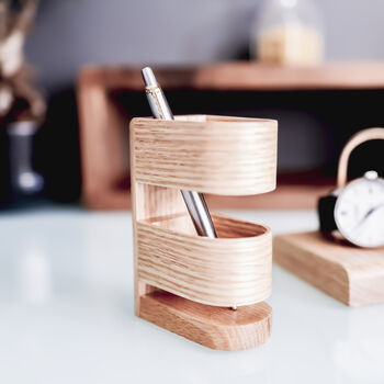 Modern Luxury Oak Pen Holder Storage Personalised Gifts, 2 of 9