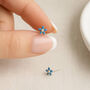 Sterling Silver Blue Forget Me Not Micro Stud Earrings – 4mm, thumbnail 1 of 10