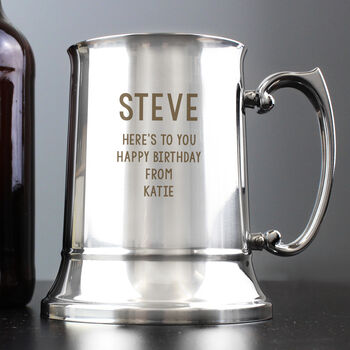 Personalised Engraved Any Message Stainless Steel Tankard, 3 of 4