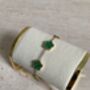 Old Plated Five Leaf Clover Charm Bracelet Gold Green, thumbnail 4 of 6