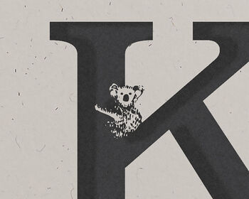K Is For Koala, Alphabet Card, 2 of 3
