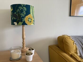Mustard Flower Teal Lampshade, 2 of 9