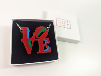 Love Necklace Acrylic Love Art Pendant Silver Plated, 4 of 10