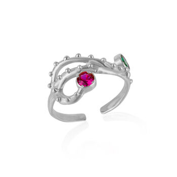 Emerald And Ruby Color Jewelled Dragon Back Ring, 4 of 6
