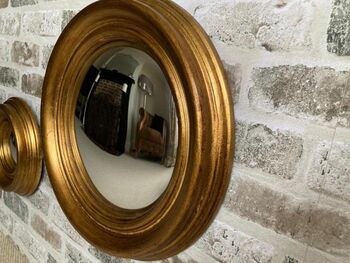 34cm Gold Convex Wall Mirror Porthole Fisheye Design, 2 of 6
