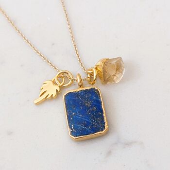 'The Trio' Lapis Lazuli Gold Plated Necklace, 4 of 11