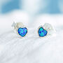 Tiny Molten Sterling Silver Opal Heart Stud Earrings, thumbnail 1 of 7