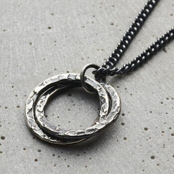 Personalised Men’s Textured Interlinking Hoops Necklace, 2 of 5