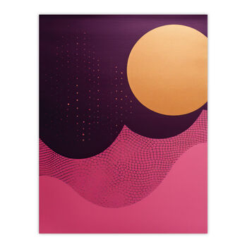 Golden Plum Abstract Purple Pink Sun Wall Art Print, 6 of 6