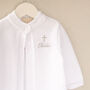White Personalised Christening Matinee Cardigan With Cross, thumbnail 2 of 12
