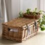 Traditional Lidded Wicker Basket With Leather Straps, thumbnail 2 of 4