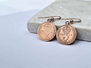 Handmade 24k Rose Gold Plated Coin Earrings, 2 of 6