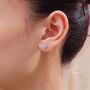Tiny Opal Blue Cz Flower Stud Earrings, thumbnail 2 of 12