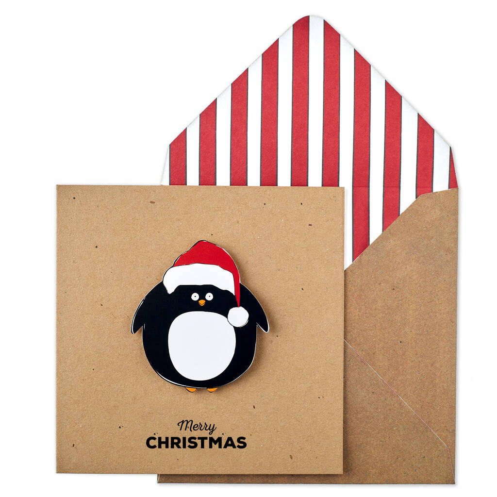 Christmas Personalised Santa Penguin Card Or Pack, 1 of 5