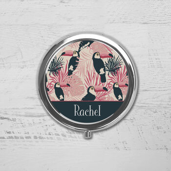 Personalised Pink Tropical Toucan Pill Box, 2 of 2