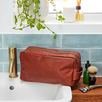 Personalised Large Leather Wash Bag, 2 of 7