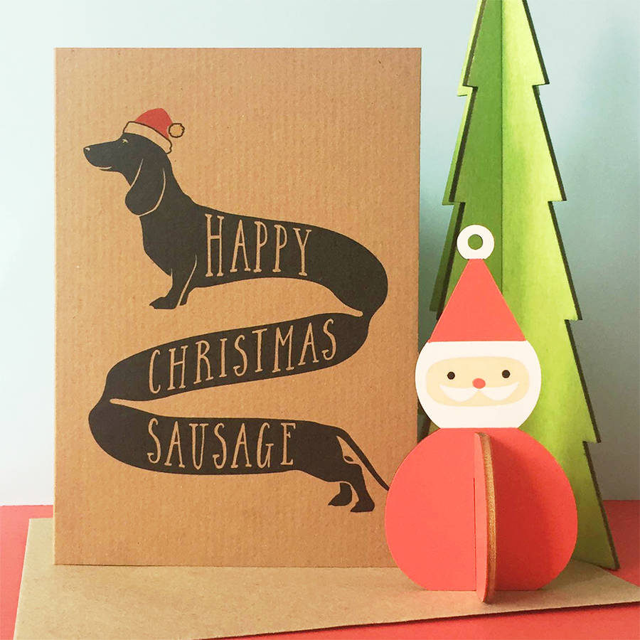 Happy Christmas Sausage Dachshund Christmas Card