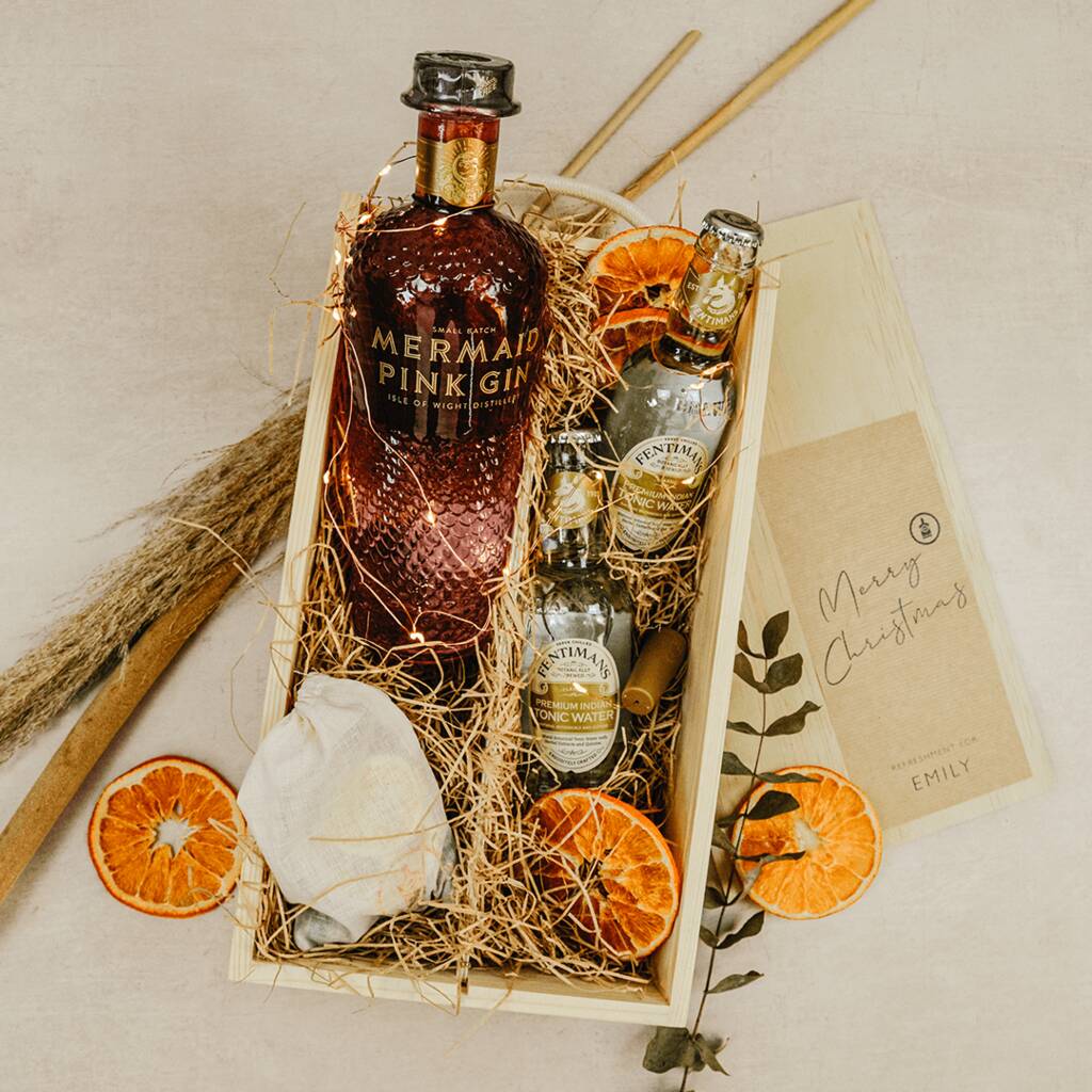 Personalised Mermaid Pink Gin Gift Set With Tonics By SpiritSmith
