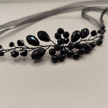 Black Crystal Ribbon Wrist Corsage, 5 of 9