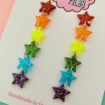 Pride Rainbow Star Glitter Earrings, 3 of 3
