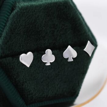 Card Suit Stud Earrings Hearts Spades Diamonds Clubs, 3 of 11