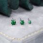 Emerald Green Three Four Five And 6mm Cz Stud Earrings, thumbnail 6 of 12