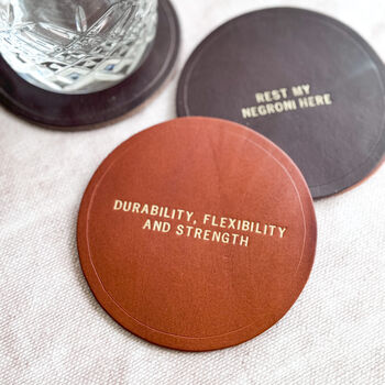 Custom Luxe 3rd Anniversary Leather Coasters, 3 of 4