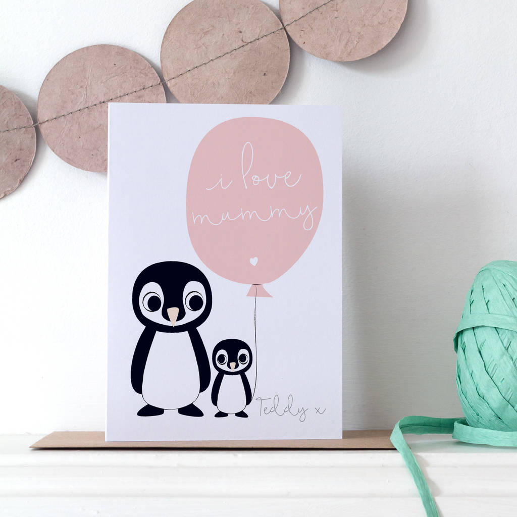 Personalised Mummy Valentine's Day Card With Penguins, 1 of 4